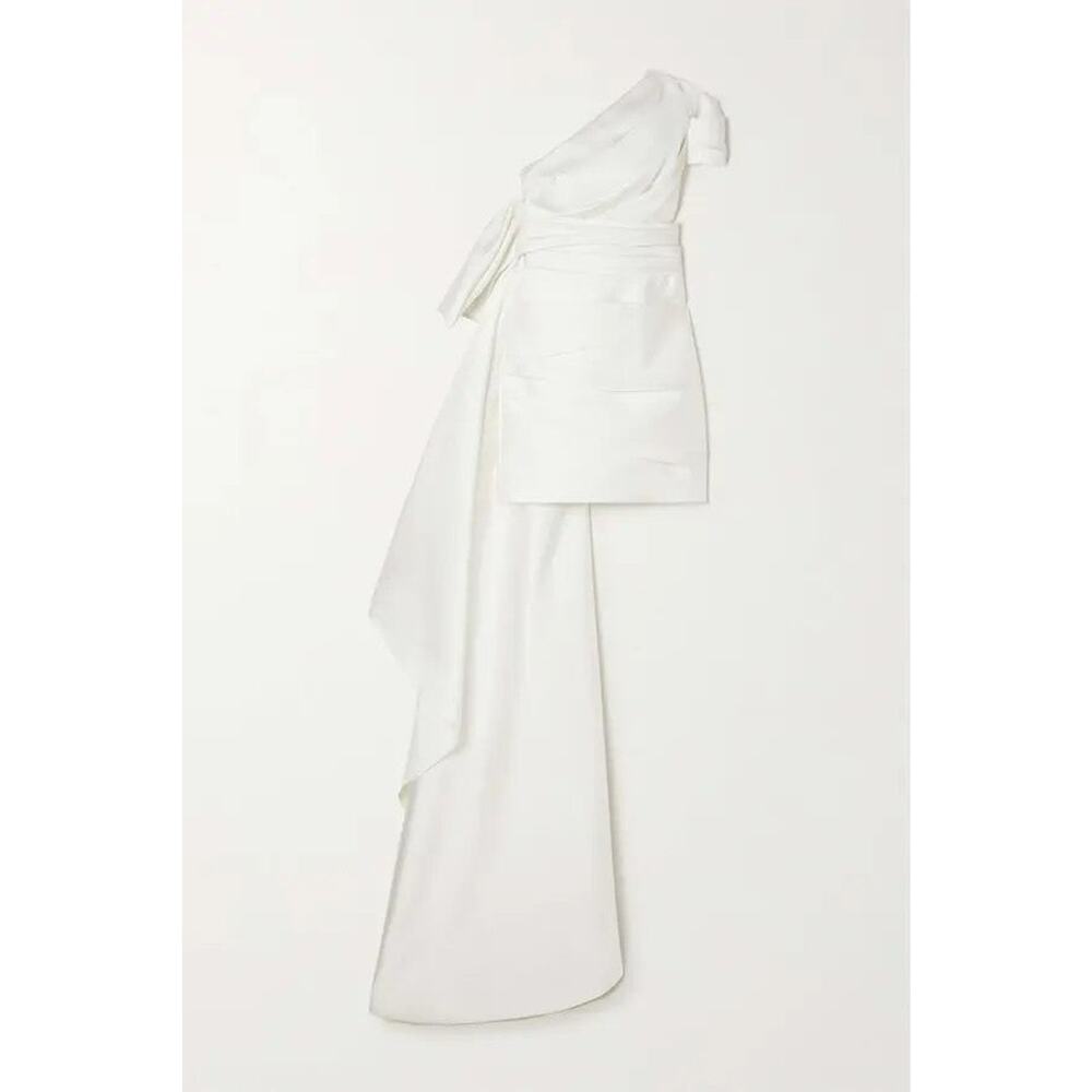 Reem Acra Oneshoulder Convertible Draped Cady Mini Dress - Us2 White